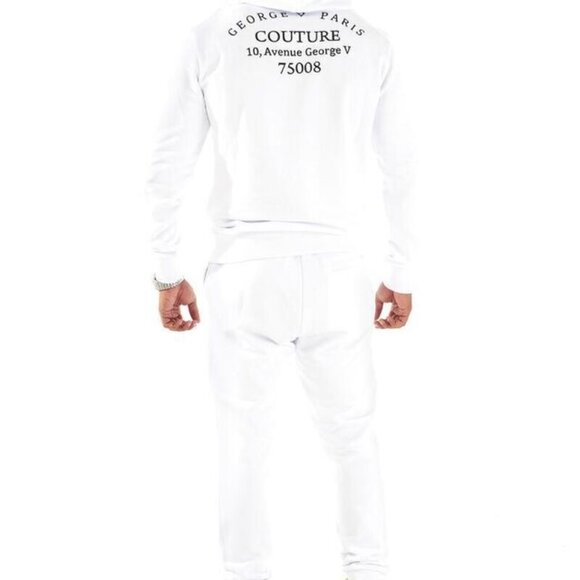Avenue George V Paris jogging suit White Tracksuit men’s 2 piece set Rhinestone - Picture 3 of 8